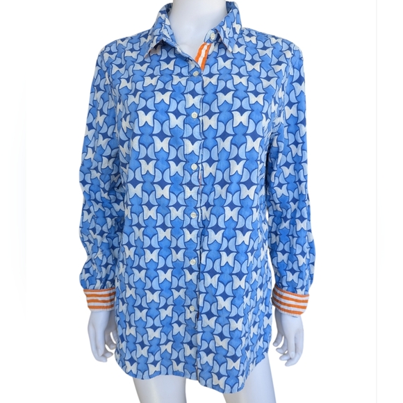 J. McLaughlin Tops - J. McLaughlin Blue and White Floral Shirt